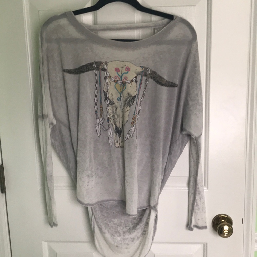 Chaser Open Back Skull Long Sleeve Shirt